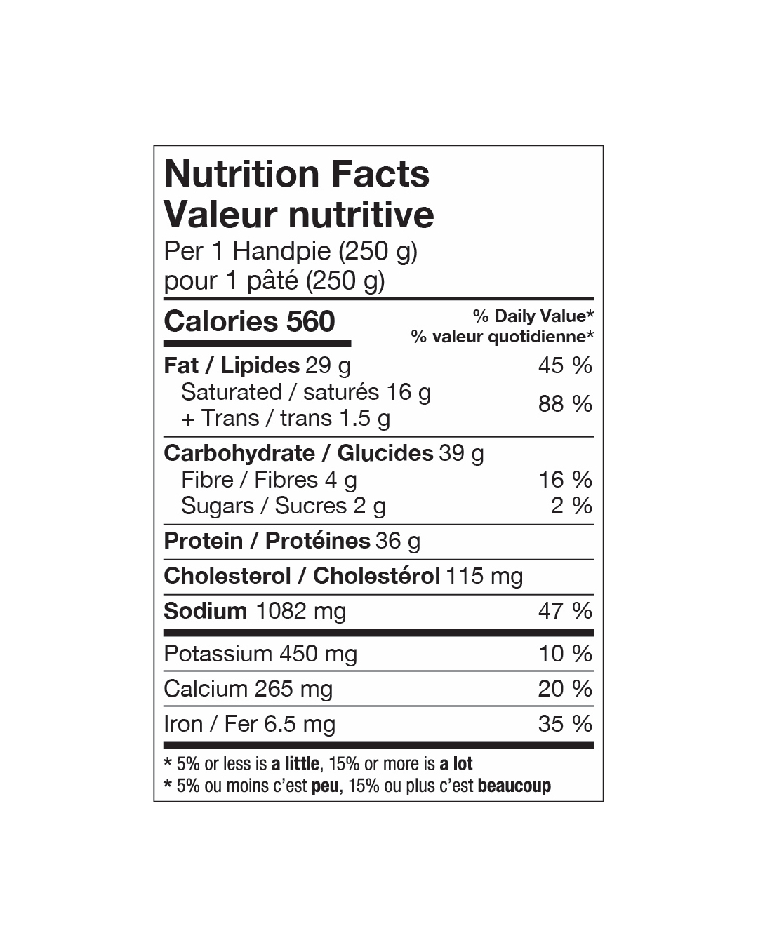 Braised Beef Handpie nutritional facts