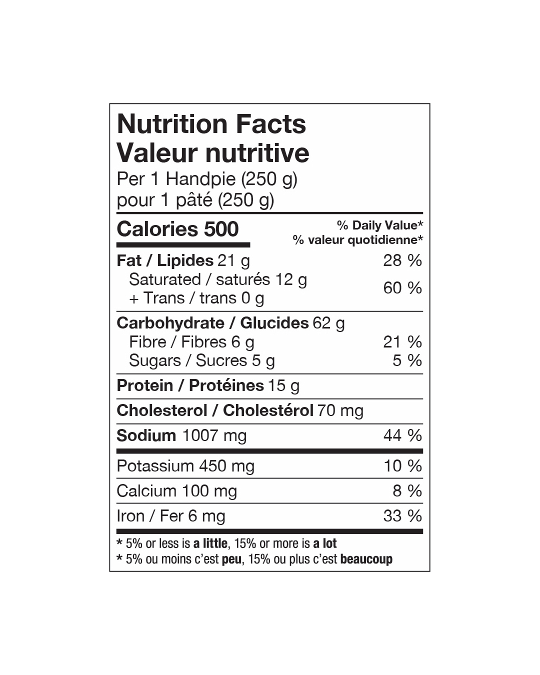 Curried Chickpea Handpie nutrition facts