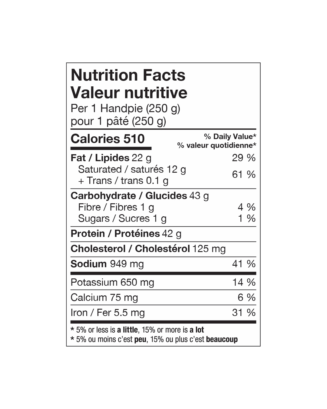 Maritime Meat Pie Handpie nutrition facts